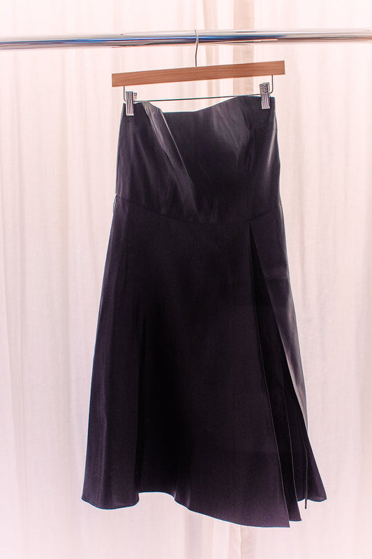 Cynthia Rowley Strapless A-line Black Silk Dress L