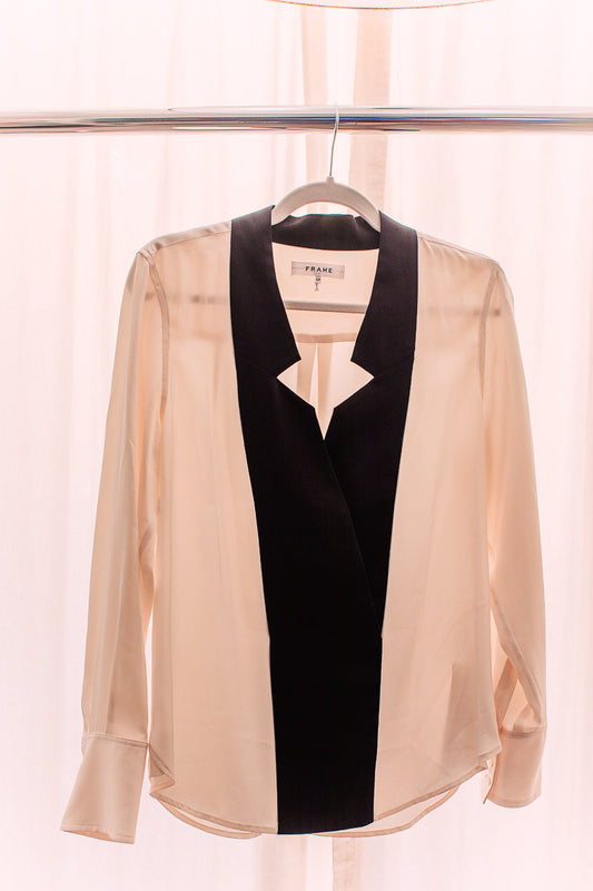 Frame Silk Shirt with Black Panelling S