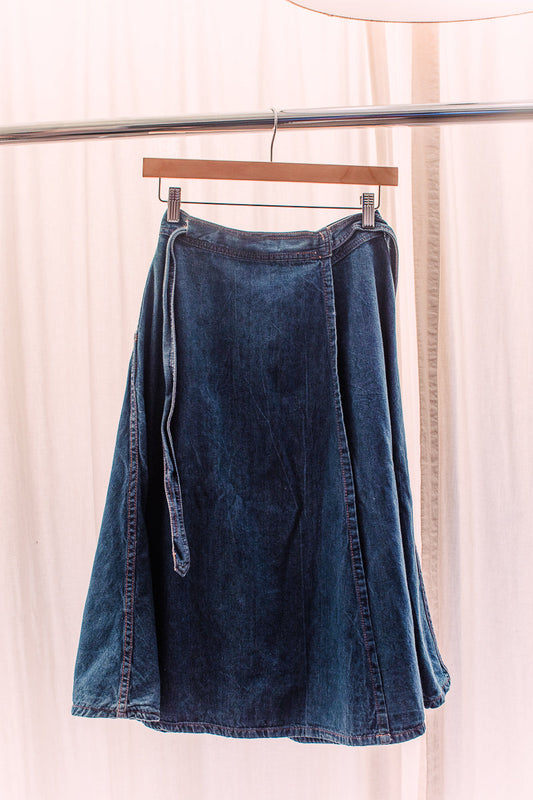 Denim Cotton Wrap Skirt Rose Hips Small