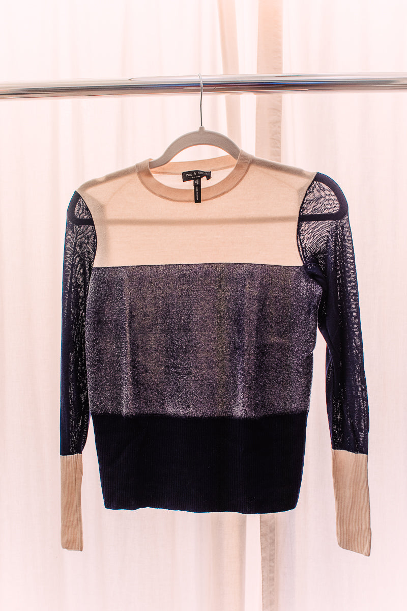 Rag and Bone XS Colorblock Wool Sweater