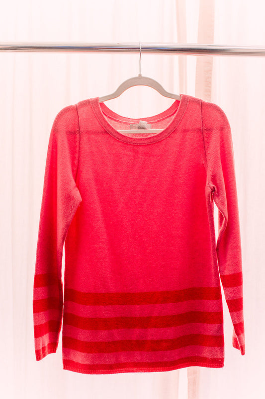 Banana Republic Pink Stripped Sweater Crew Neck Cashmere