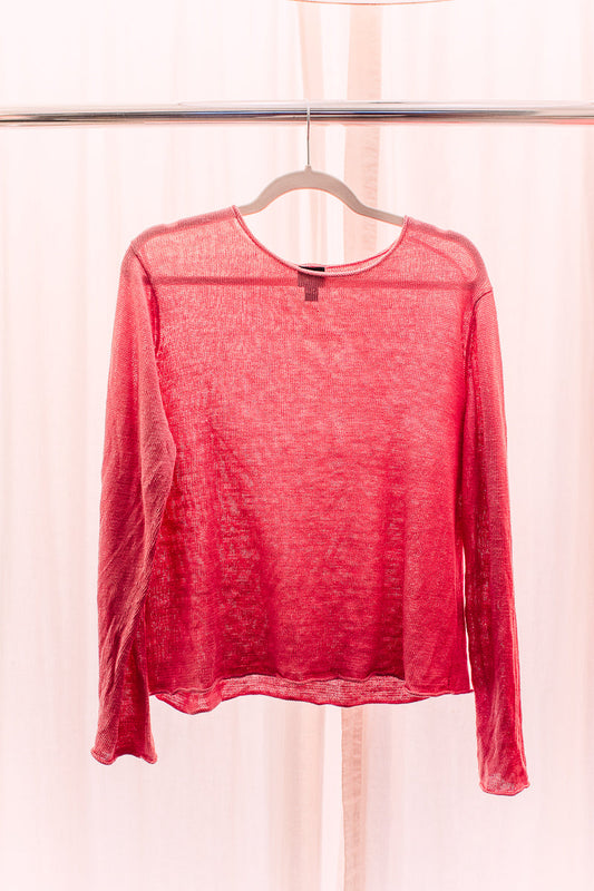 Eileen Fisher XL Pink Linen Sweater Crew Neck