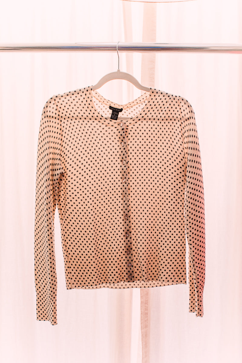 Only Mine Large Polka Dot Cashmere Cardigan Sweater