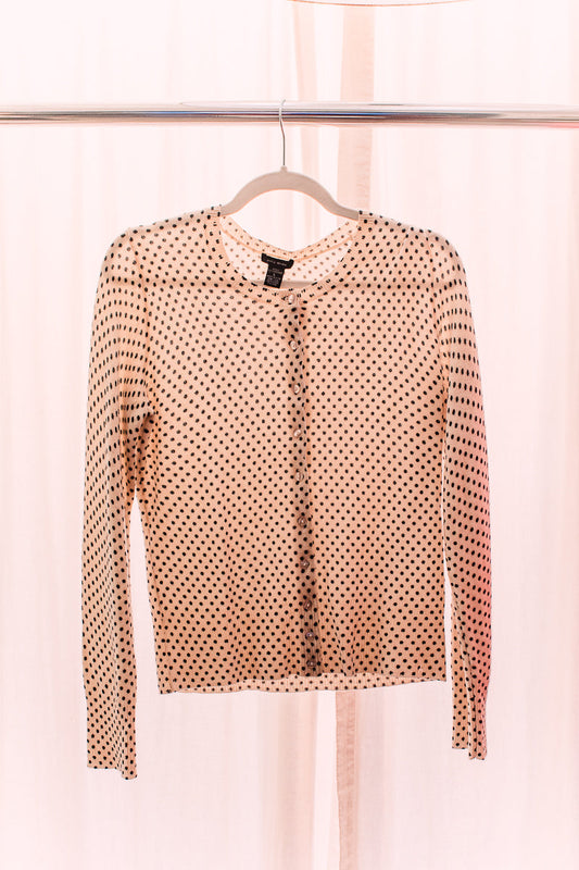 Only Mine Large Polka Dot Cashmere Cardigan Sweater